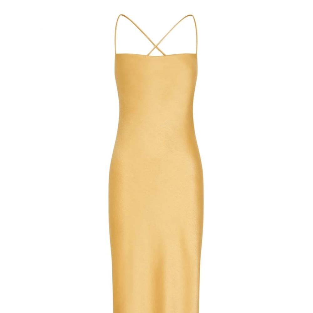 Meshki SYDNEY Straight Neck Slip Maxi Dress - Gold/Yellow NWT Size XS